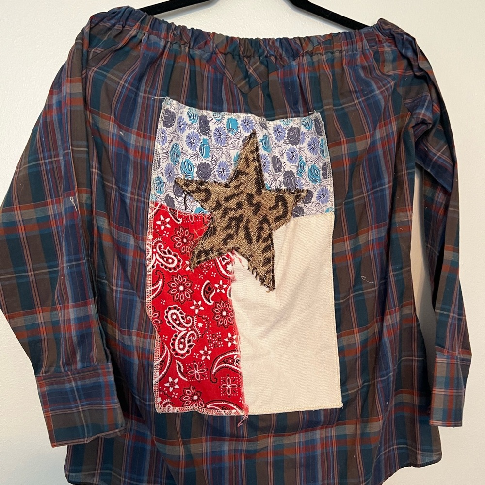 Plaid Off-Shoulder pearl snap custom designed